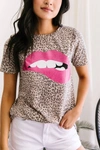 NOW N FOREVER PINK LIPSTICK TOP IN BEIGE/LEOPARD