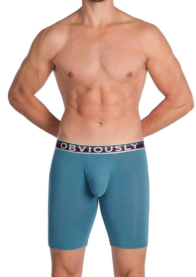 Obviously Primeman 9 Inch Leg Boxer Brief In Steel Blue In Green