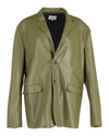THE FRANKIE SHOP THE FRANKIE SHOP OLYMPIA BLAZER IN OLIVE FAUX LEATHER