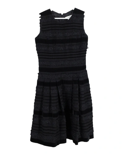 Oscar De La Renta Textured Sleeveless Dress In Black Recycled Wool