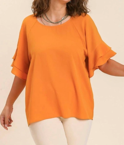 Umgee Staple Ruffle Top In Pumpkin In Orange