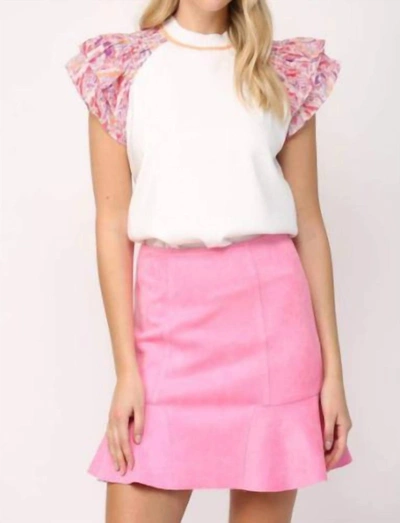 Fate By Lfd Faux Suede Skirt In Bubble Gum Pink In Multi
