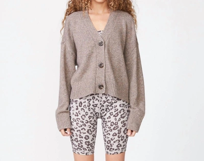 Monrow Marled Oversized Cashmere Cardigan In Brown In Grey