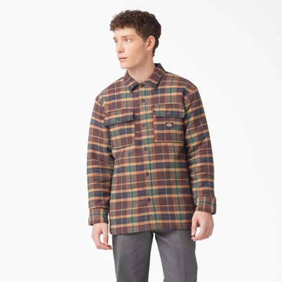 Dickies Flannel Quilted Lined Shirt Jacket In Brown