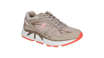 Xelero Ladies Genesis Extra Wide Sneakers In Grey/salmon In White