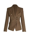 Balmain 8-button Monogram Jacquard Blazer Jacket In Brown