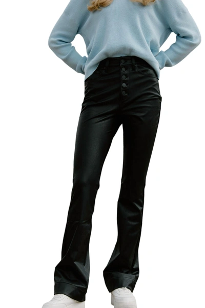 Kancan Straight Faux Leather Pants In Black