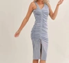 SAGE THE LABEL LOVE GALORE RUCHED MIDI DRESS IN GREY