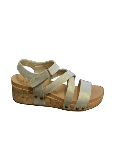 Corkys Footwear Women's Sundown Strappy Wedge Sandal In Gold