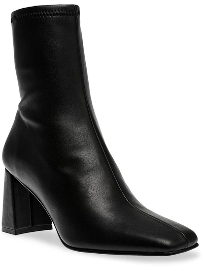 Steve Madden Harli Womens Faux Leather Square Toe Ankle Boots In Black