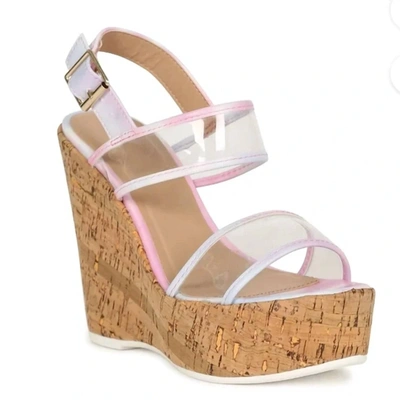 Qupid Cotton Candy Wedge In Pink In White