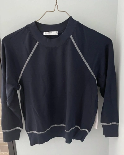 Stateside Softest Fleece Shrunken Sweatshirt With Contrast In New Navy In Black