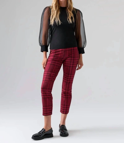 Sanctuary Pink Plaid Carnaby Kick Crop In Red