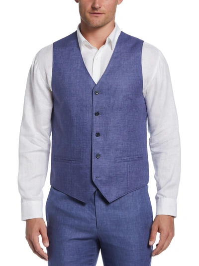 Cubavera Plus Delave Mens Slub Sleeveless Suit Vest In Blue