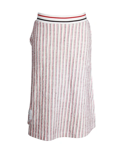 Thom Browne Striped Midi Skirt In Multicolor Cotton In White