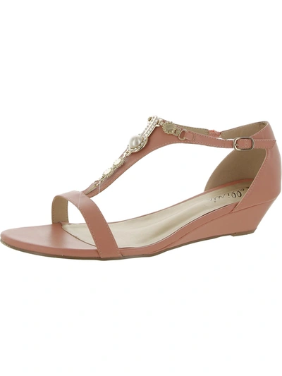 Bellini Lynn Womens Faux Leather Embellished Wedge Sandals In Pink