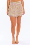 Le Lis Ruffle Skirt In Lime Pink Floral In Yellow