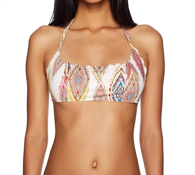 Pq Swim Summer Patara Reversible Seamless Wave Bikini Top In Multi In Beige