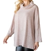 CY FASHION RELAXED SO SOFT TURTLE NECK TOP IN TAUPE