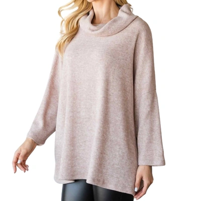 Cy Fashion Relaxed So Soft Turtle Neck Top In Taupe In Beige