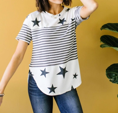 Now N Forever Stripes & Stars Top In Black & White