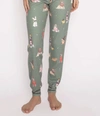PJ SALVAGE PANT WITH DOGS IN OLIVE-MULTI