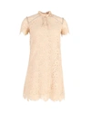 Sandro Embellished Lace Mini Dress In Beige Cotton In Beige