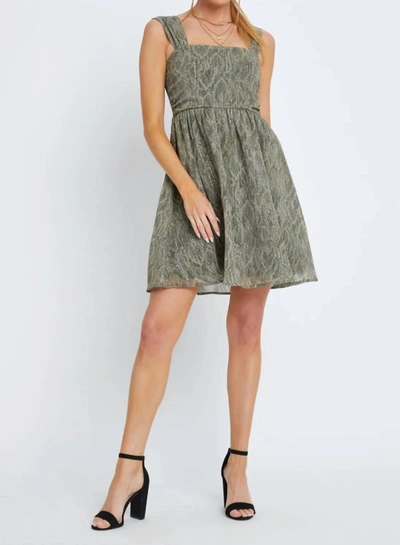 Meet Me In Santorini Ariana Dress In Olive Slither In Green
