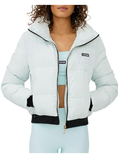 P.e Nation Womens Cold Weather Front Zip Puffer Jacket In Green
