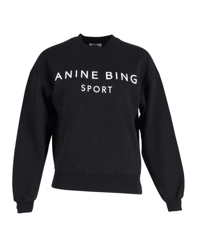 Anine Bing Evan Logo-print Sweatshirt In Black Cotton