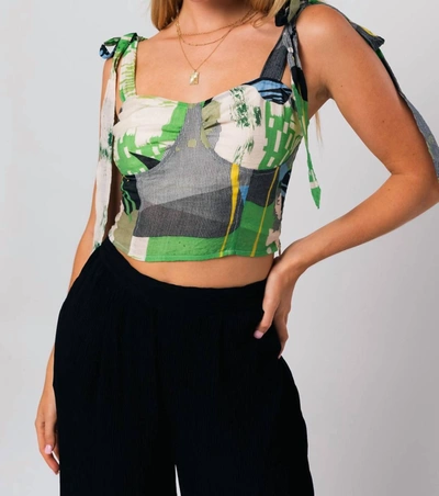 Le Lis Strap Detail Top In Green-white