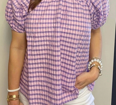 Never A Wallflower Check Top In Pink/purple