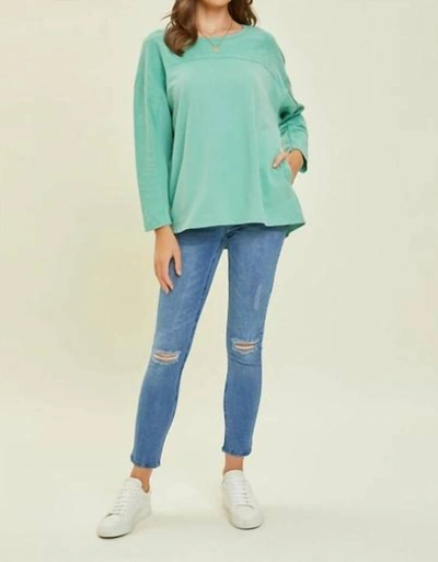Heyson Soft French Terry Oversized Layering Top In Jade In Green