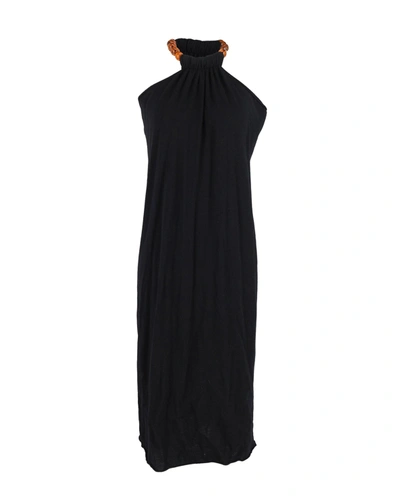 Jil Sander Beaded Strap Halter Dress In Black Cotton