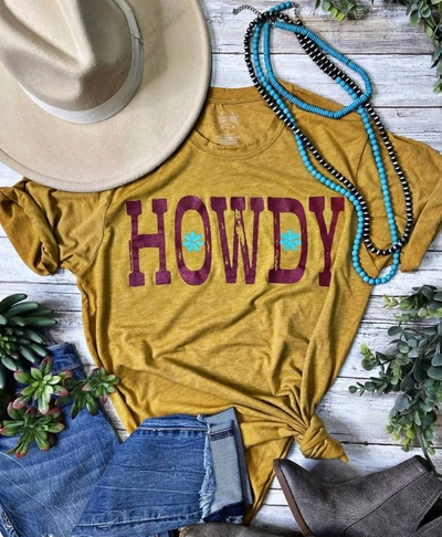 Texas True Threads Women's Western Howdy Tee In Yellow