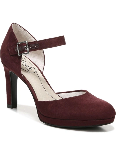 Lifestride Jean Womens Faux Suede Pumps Mary Jane Heels In Red