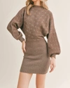 SAGE THE LABEL ALONG THE VINES CABLE SWEATER DRESS IN BROWN