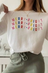 WKNDER MERRY AND BRIGHT CREWNECK SWEATSHIRT IN WHITE, RED, BLUE, YELLOW, PINK