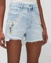 7 FOR ALL MANKIND CUT OFF EMBROIDERED SHORTS IN SUN BLUE