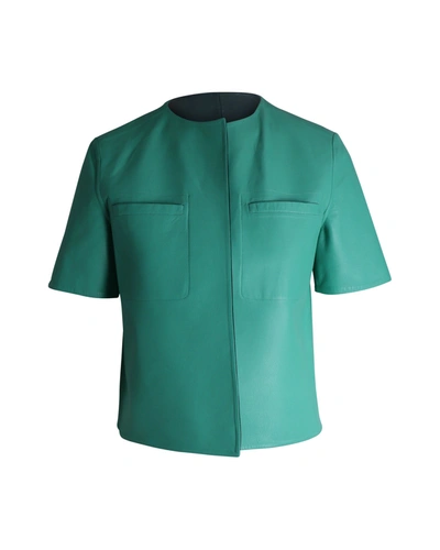 Marni Reversible Short Sleeve Jacket In Green Leather