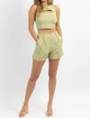 Crescent Milly Linen Short Set In Sage In Multi