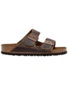 Birkenstock Flat Sole Open Toe Sandals With Adjustable Straps In Brown