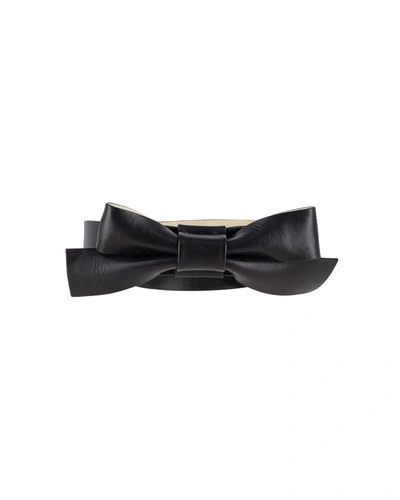 Alice By Temperley Belt With Removable Bow In Black Leather