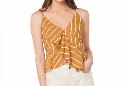 Myra Bags Flounce Striped Tank Top In Mustard In Orange