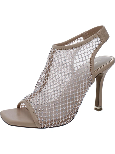 Kenneth Cole New York Hayley Womens Faux Leather Mesh Slingback Heels In Grey