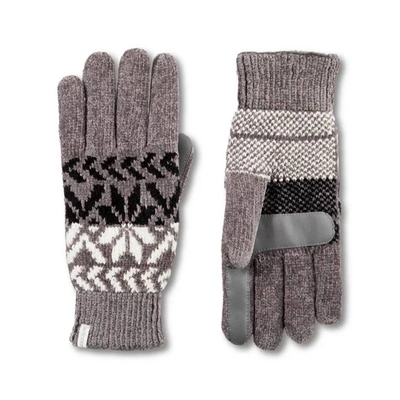 Isotoner Women's Chenille Snowflake Gloves In Chrome In Grey