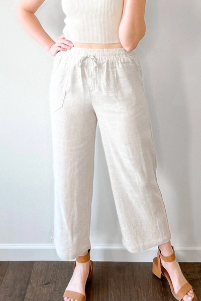 Very J Go With The Flow Linen Pants In Oatmeal In Grey