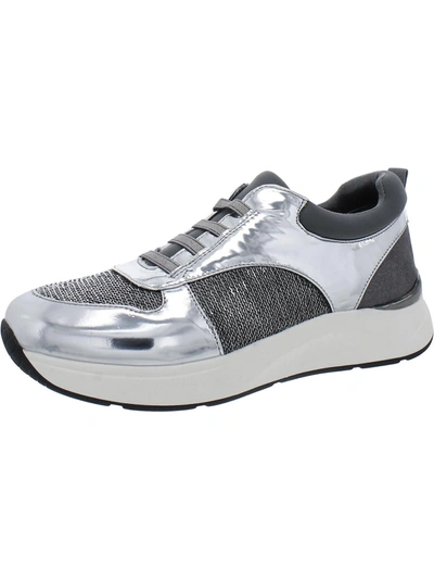 Kenneth Cole Reaction Christal Womens Faux Suede Lifestyle Casual And Fashion Sneakers In Silver