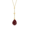 ROSS-SIMONS RUBY AND BEAD DROP NECKLACE IN 14KT YELLOW GOLD