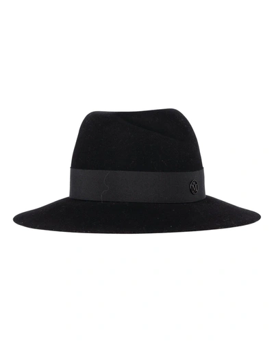 Maison Michel Fedora Hat In Black Wool